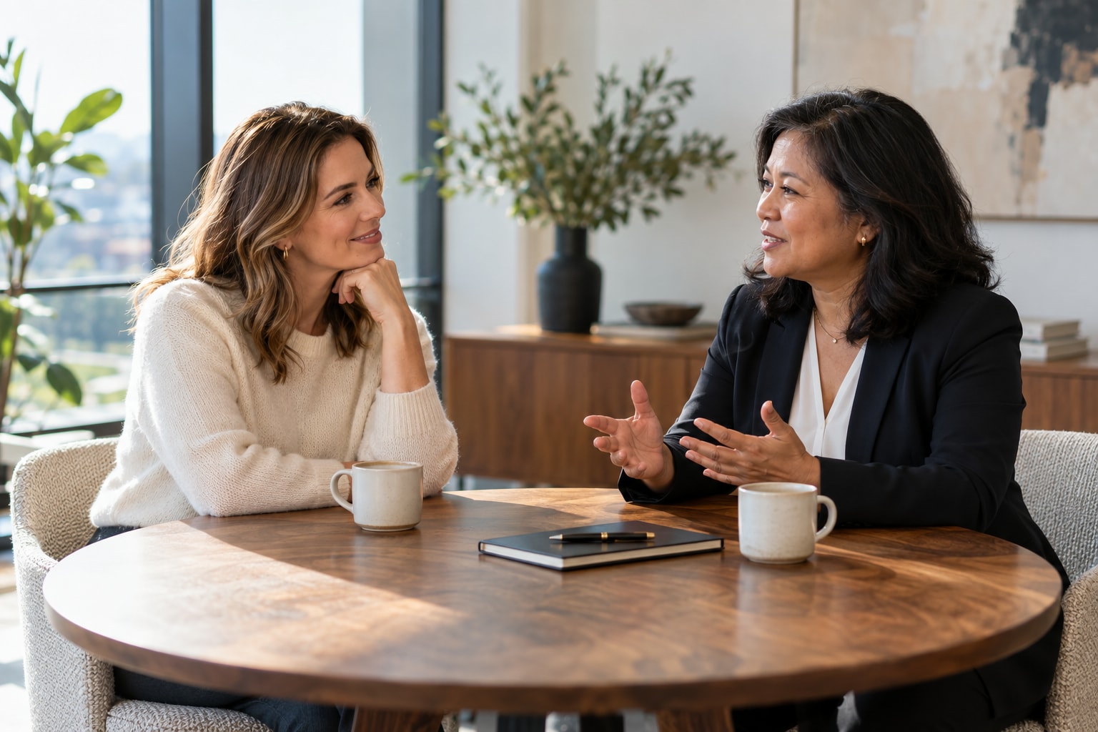 Business owner talking through an S Corporation election over coffee