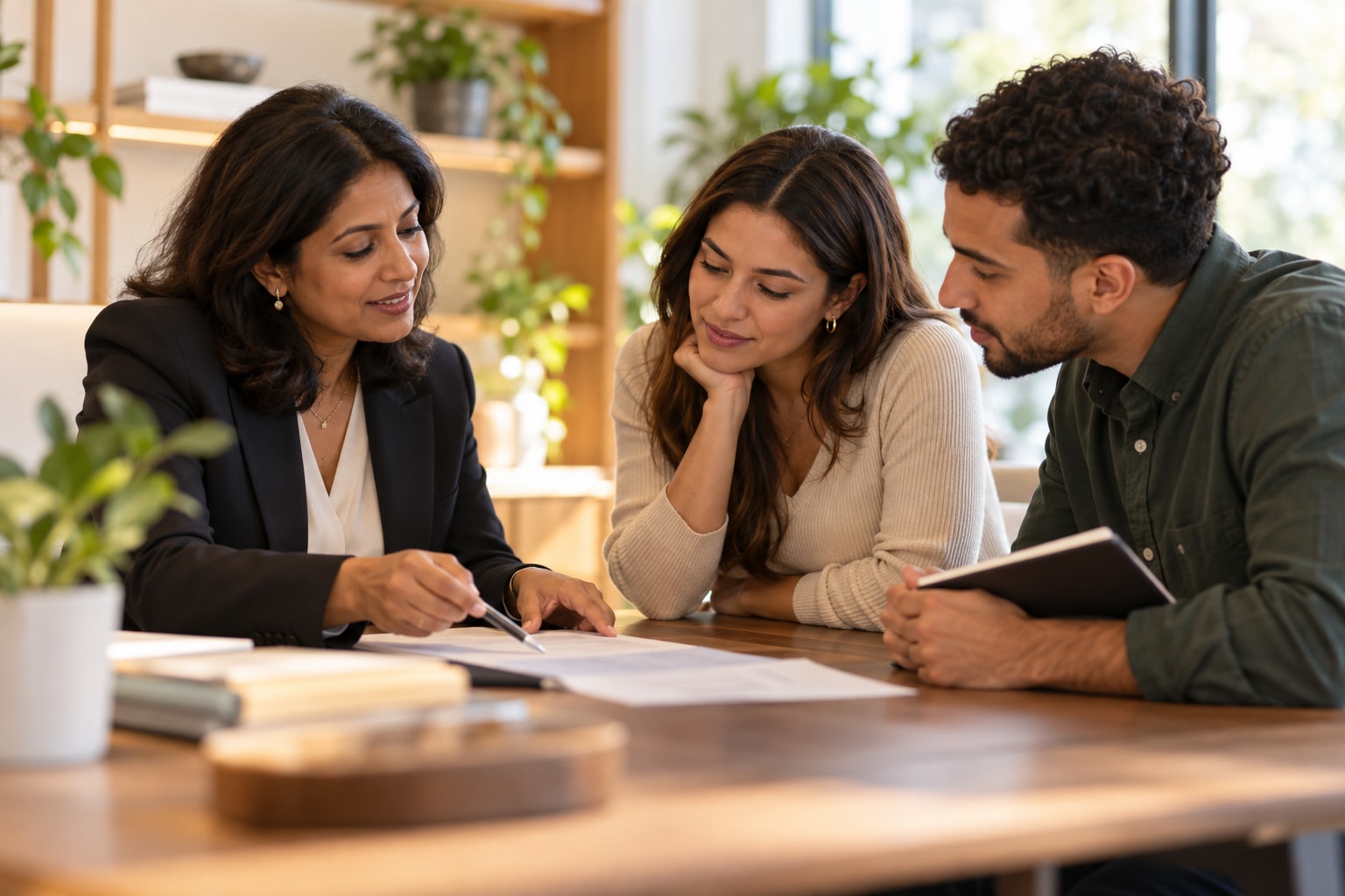 Young couple going through their questions during a tax consultation