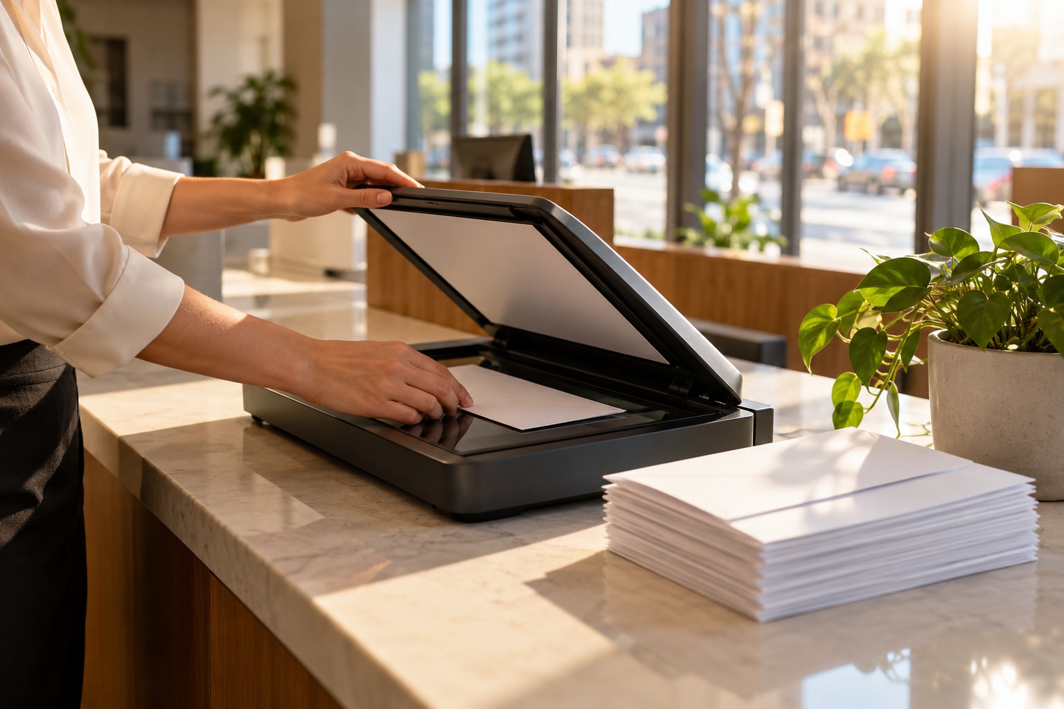 Mail scanned for a client at a U.S. business address front desk