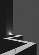 White zigzag path with a tiny figure